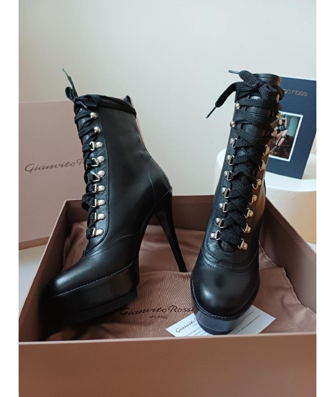 GIANVITO ROSSI Черные кожаные ботильоны, фото 3