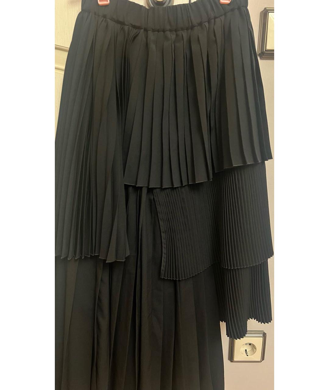 NO. 21 Черная полиэстеровая юбка миди, фото 5