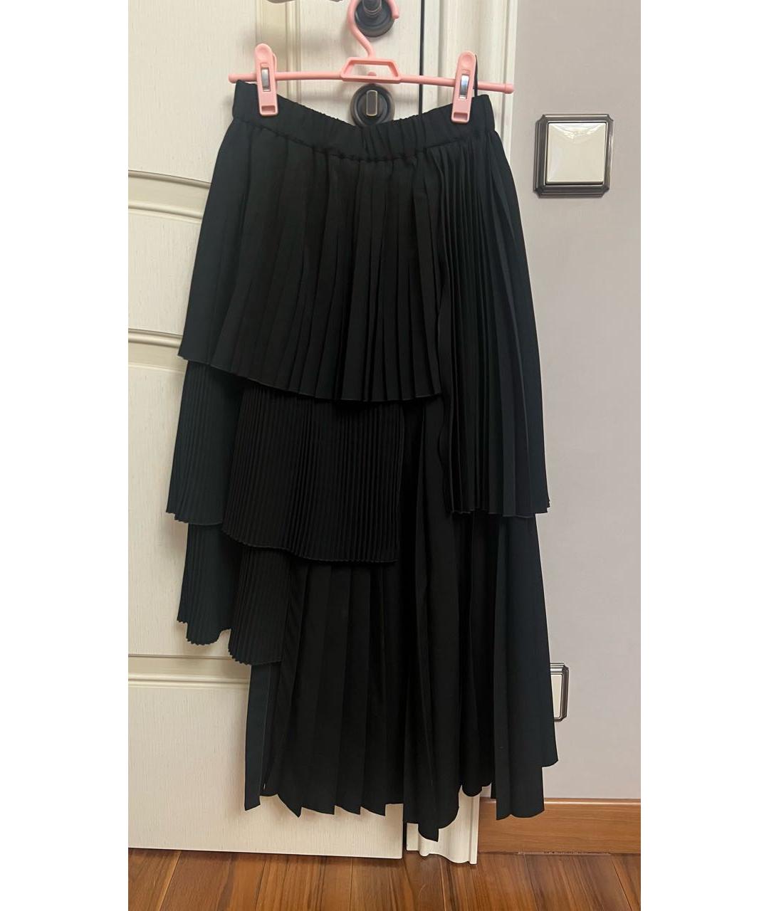NO. 21 Черная полиэстеровая юбка миди, фото 3