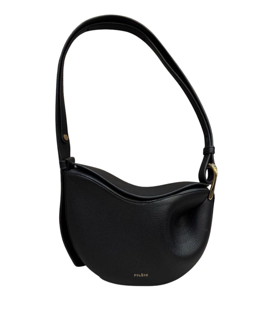 POLENE Черная кожаная сумка через плечо, фото 1