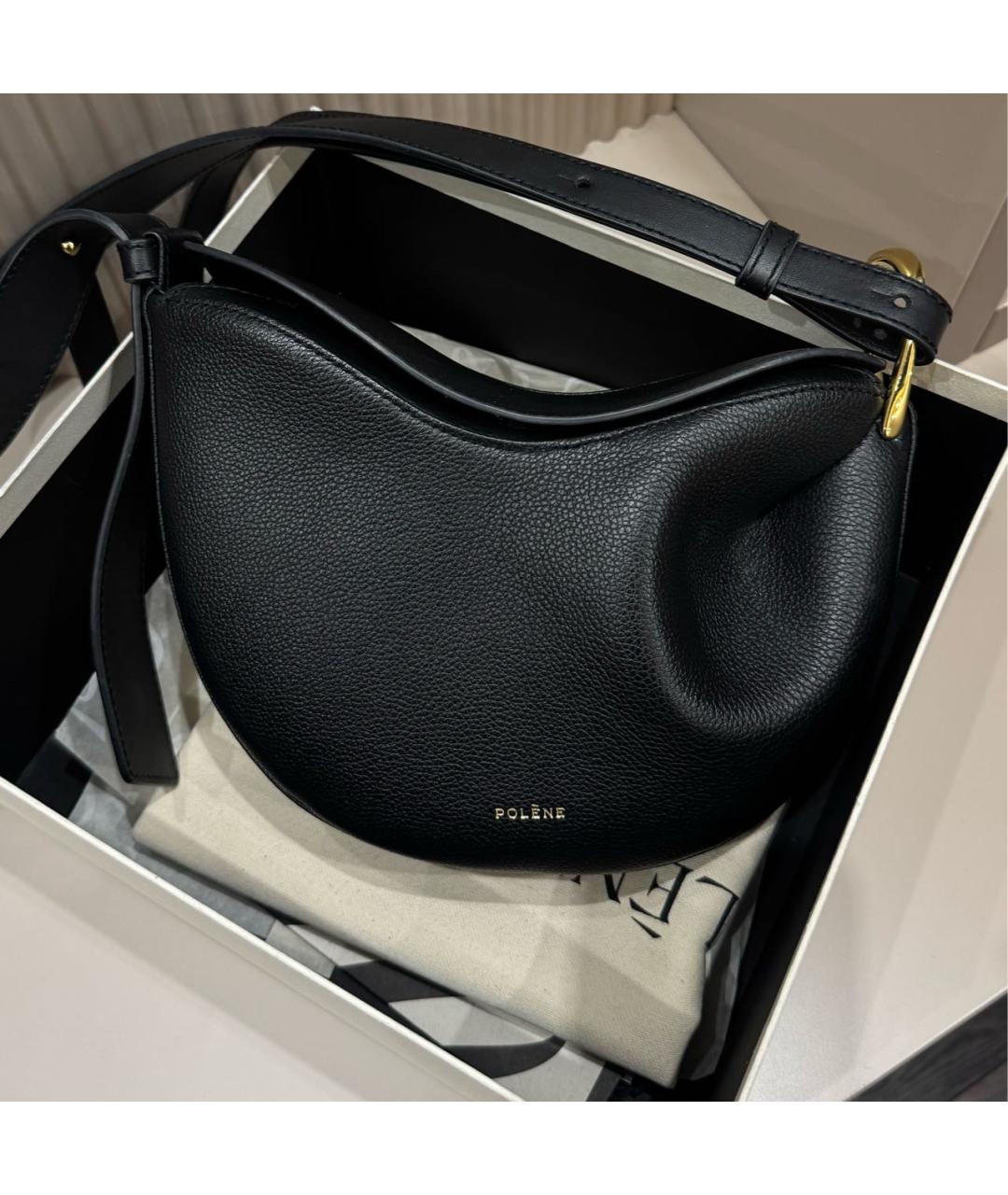 POLENE Черная кожаная сумка через плечо, фото 8
