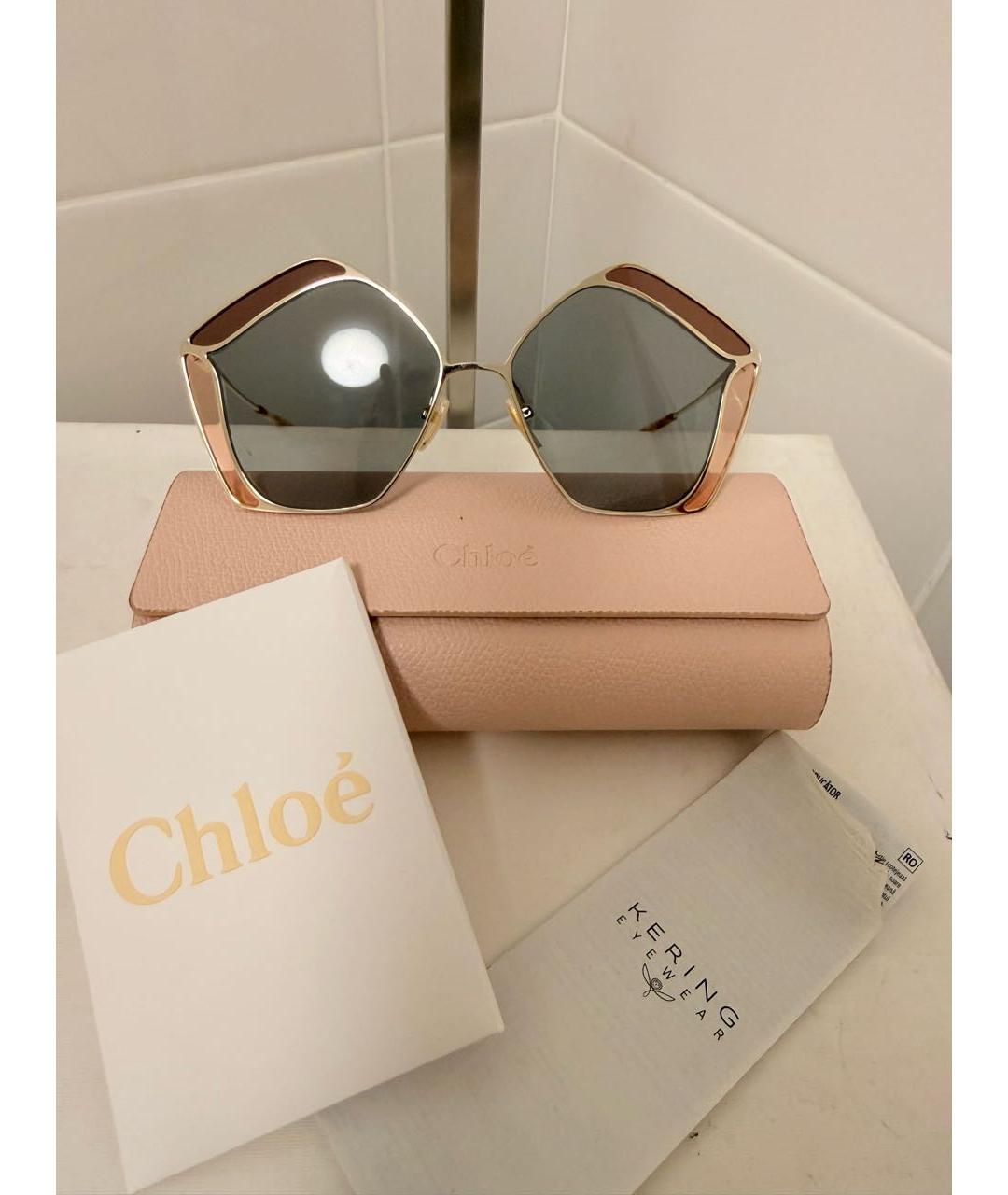 CHLOE Золотые металлические солнцезащитные очки, фото 3