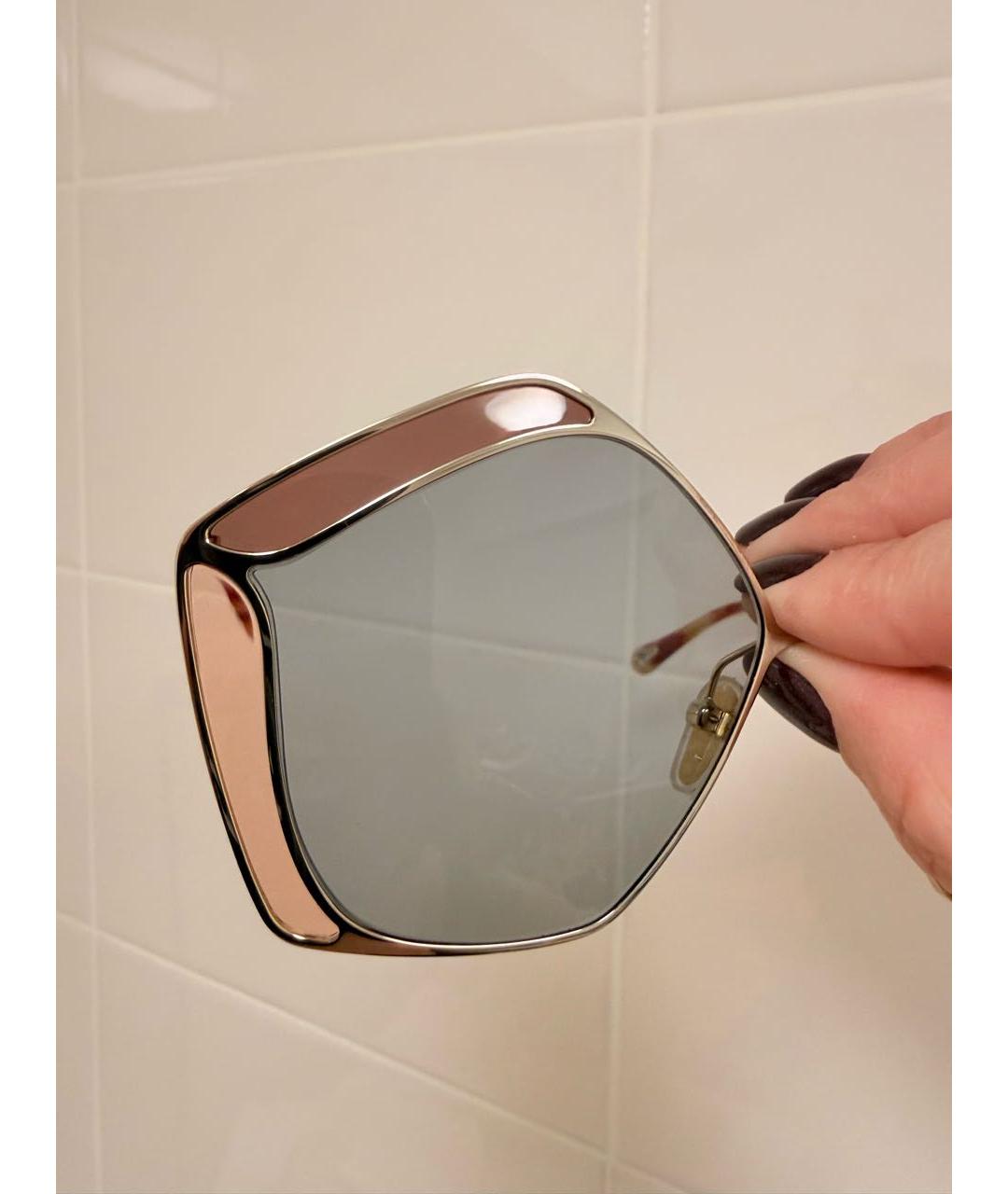 CHLOE Золотые металлические солнцезащитные очки, фото 4