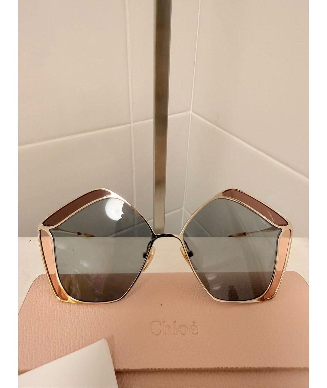 CHLOE Золотые металлические солнцезащитные очки, фото 2