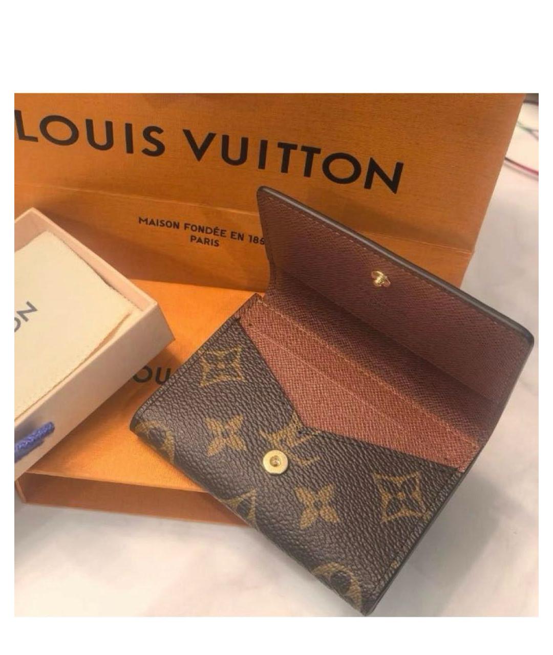 LOUIS VUITTON Коричневый кожаный кошелек, фото 6