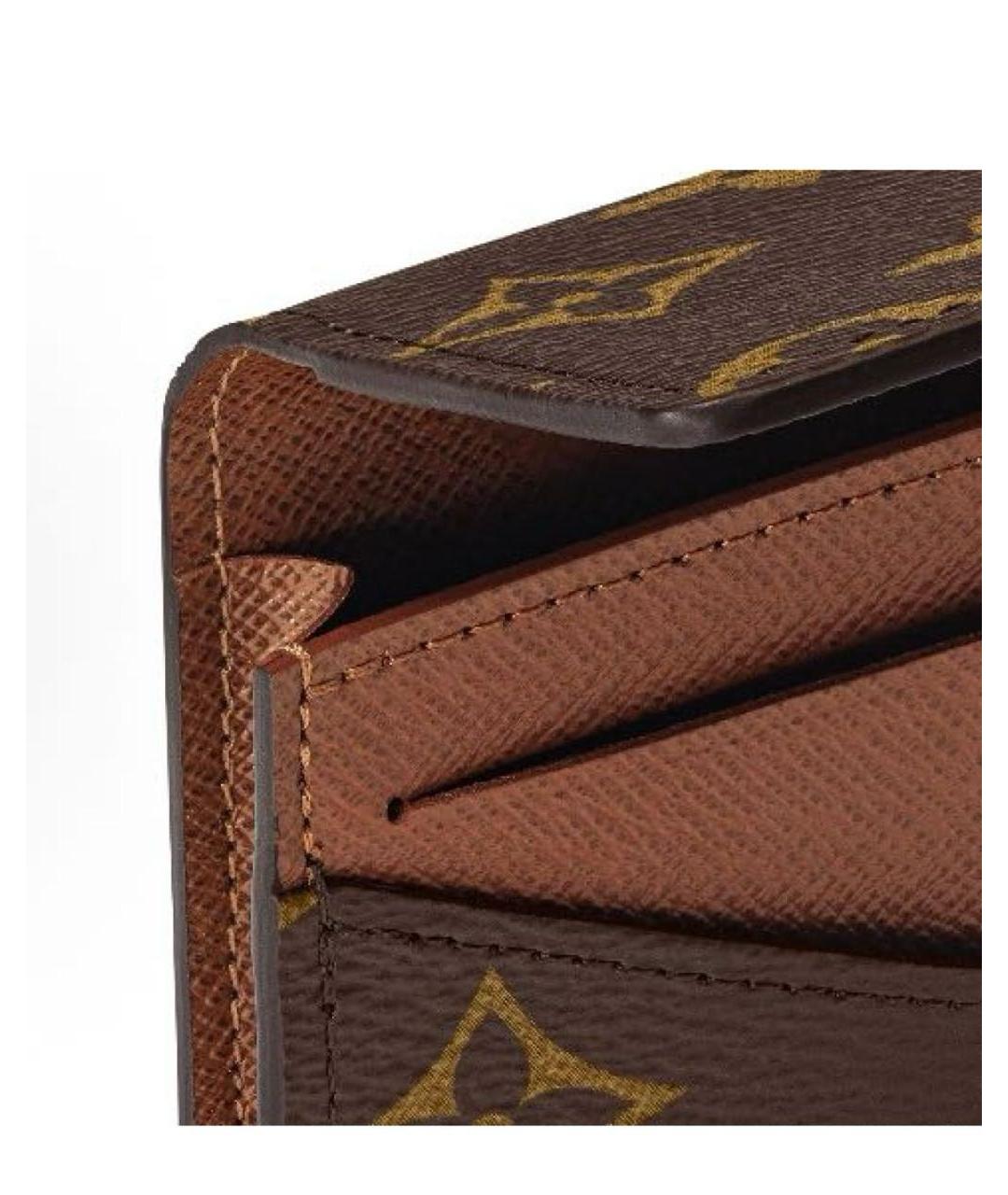 LOUIS VUITTON Коричневый кожаный кошелек, фото 4