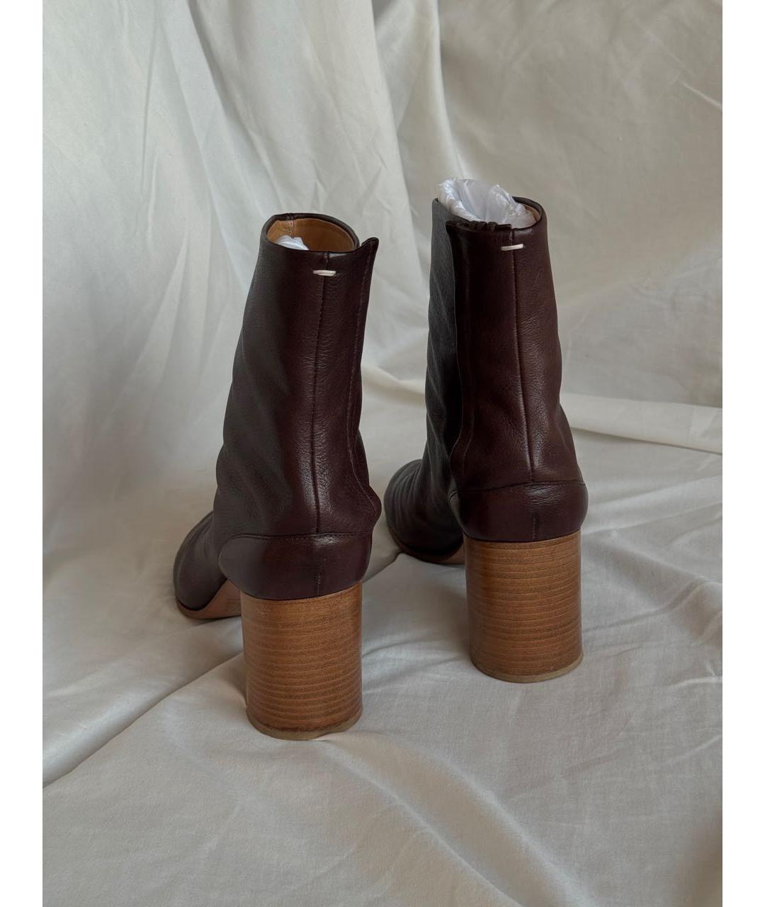 MAISON MARGIELA Бордовые кожаные ботильоны, фото 4