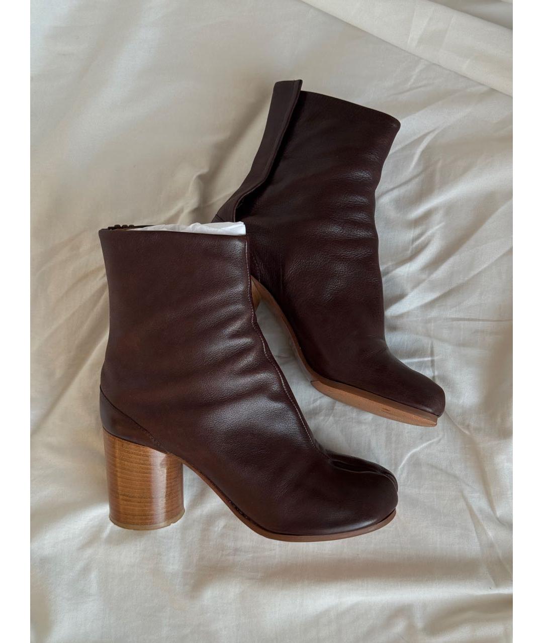 MAISON MARGIELA Бордовые кожаные ботильоны, фото 8