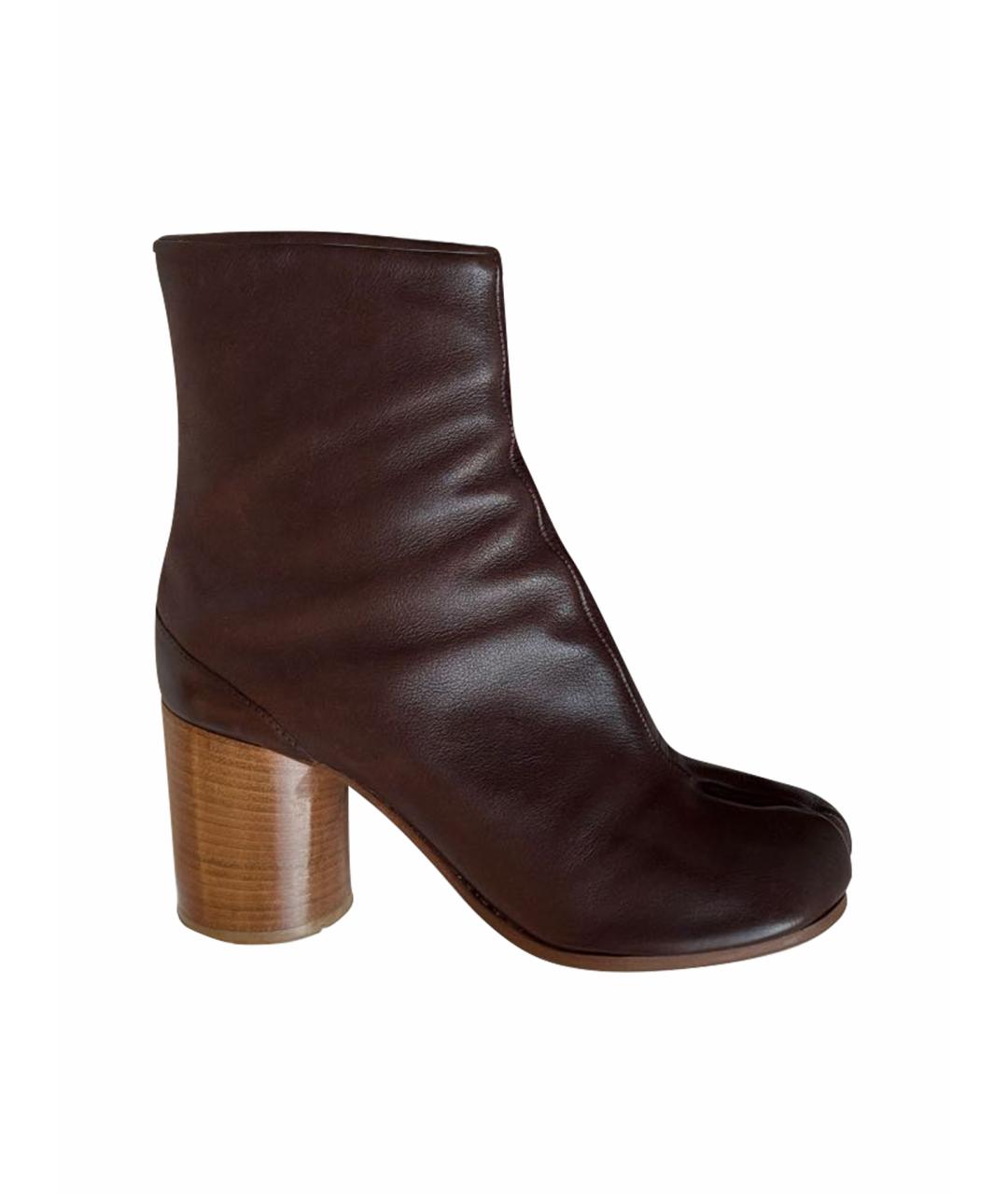 MAISON MARGIELA Бордовые кожаные ботильоны, фото 1