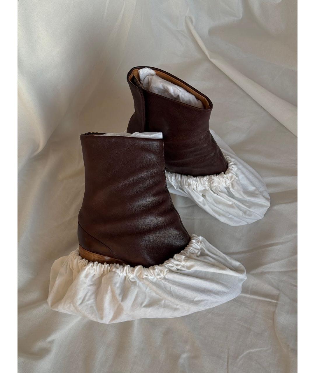 MAISON MARGIELA Бордовые кожаные ботильоны, фото 7