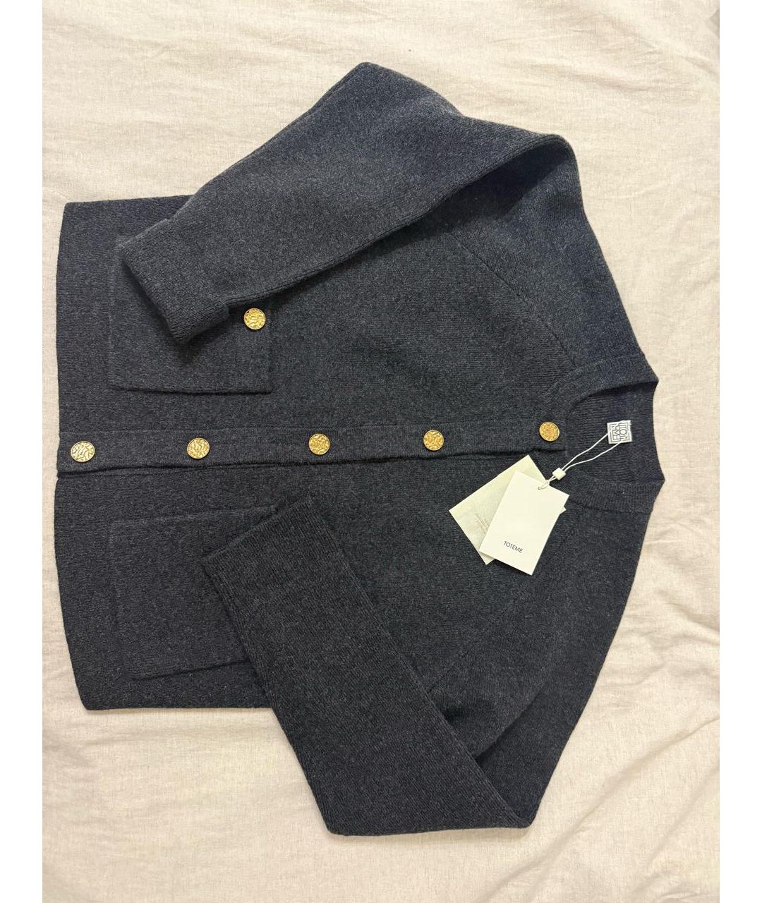 TOTEME Антрацитовый шерстяной кардиган, фото 2