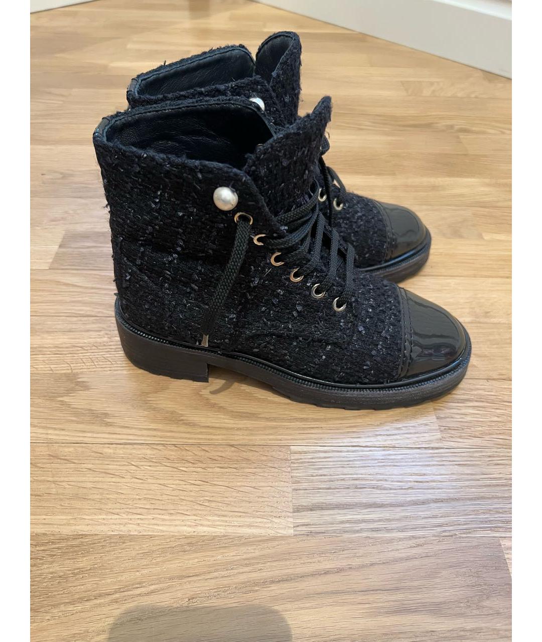 CHANEL Черные текстильные ботинки, фото 5