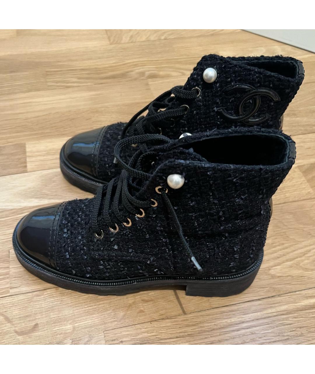 CHANEL Черные текстильные ботинки, фото 3