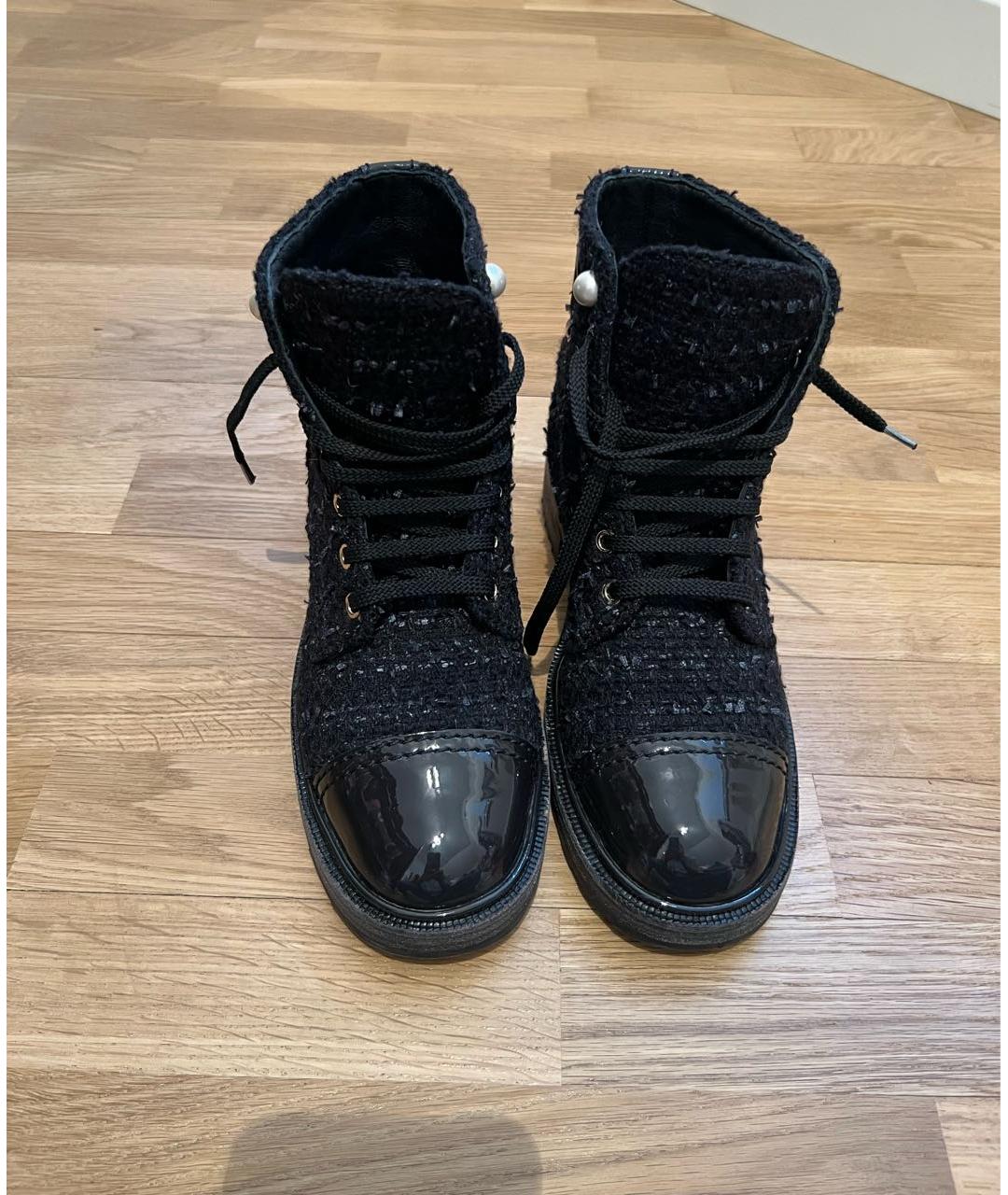 CHANEL Черные текстильные ботинки, фото 2