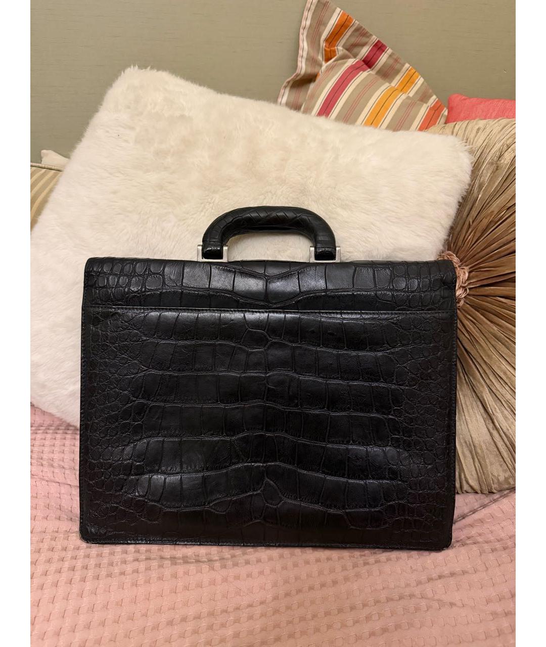ZILLI Черный портфель из экзотической кожи, фото 3