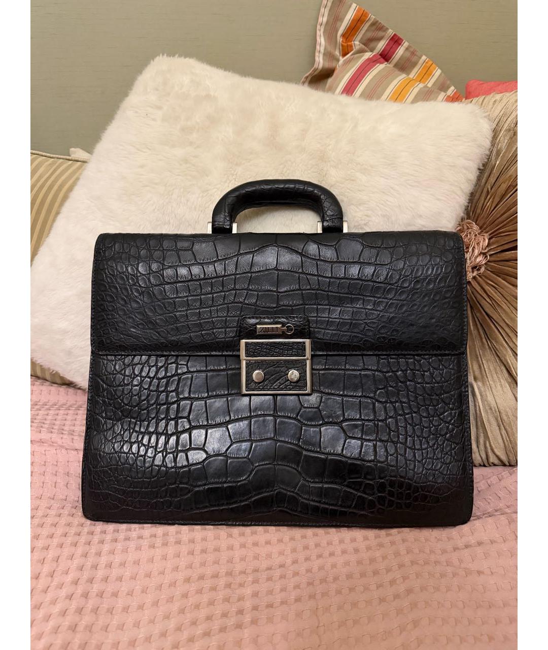 ZILLI Черный портфель из экзотической кожи, фото 5