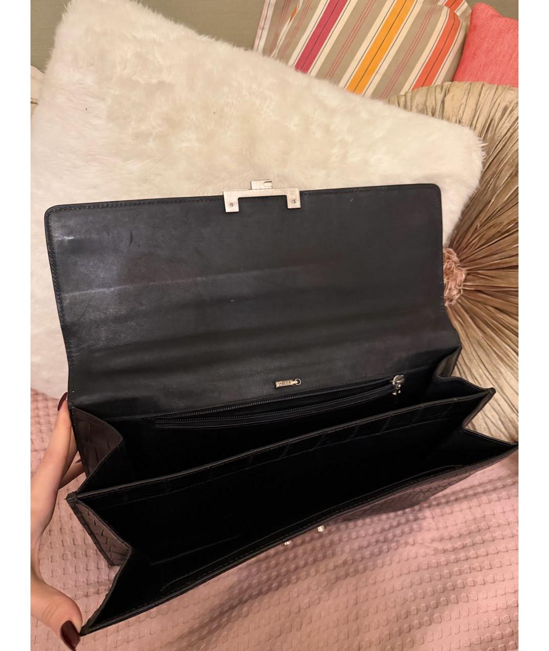 ZILLI Черный портфель из экзотической кожи, фото 4