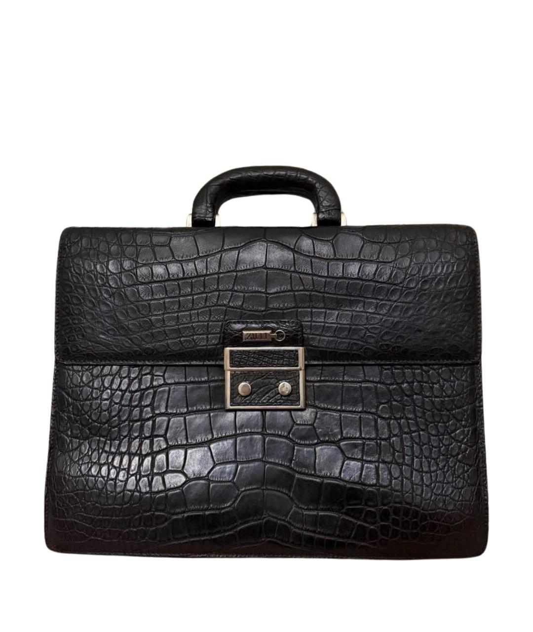 ZILLI Черный портфель из экзотической кожи, фото 1