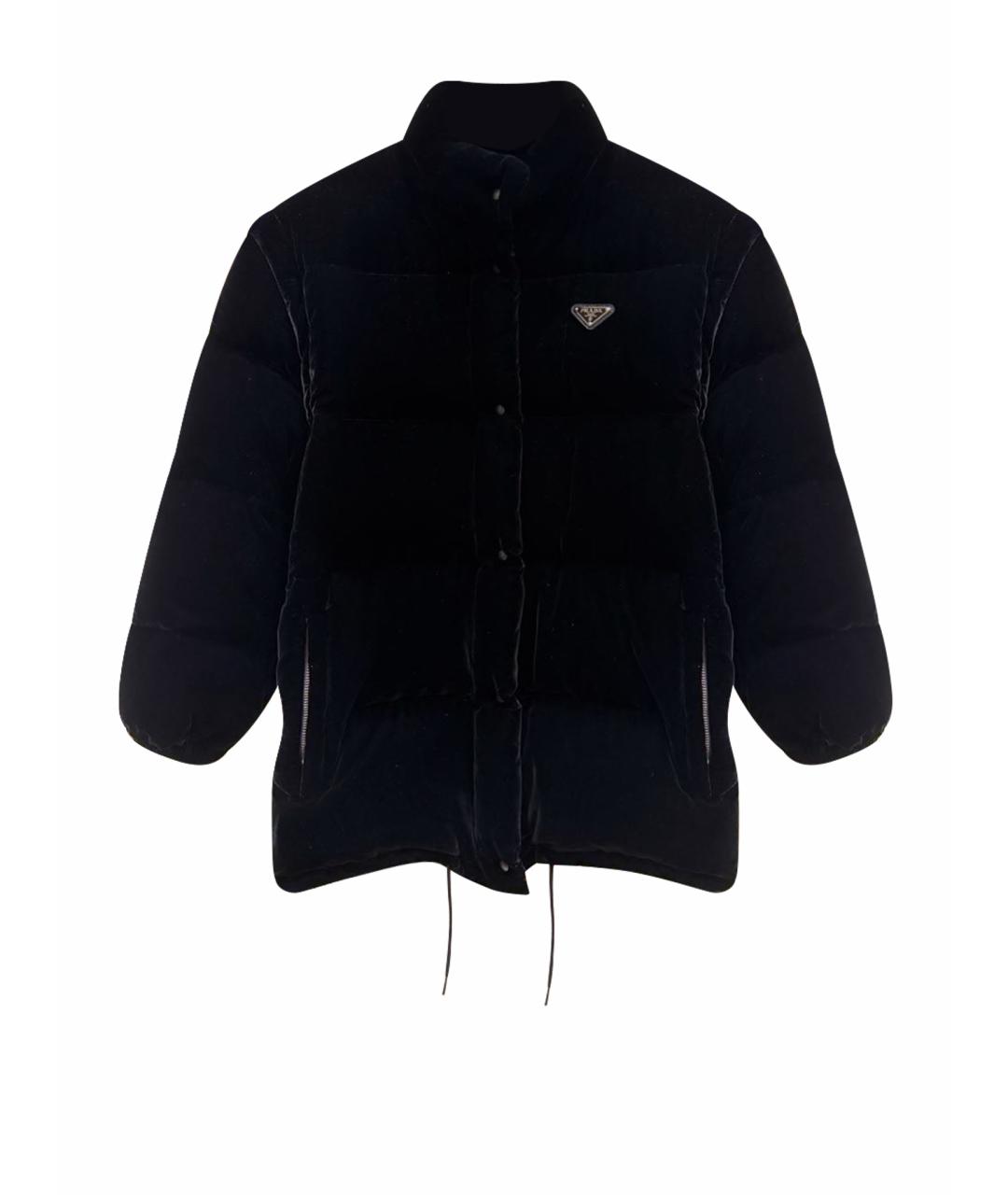 PRADA Черный бархатный пуховик, фото 1