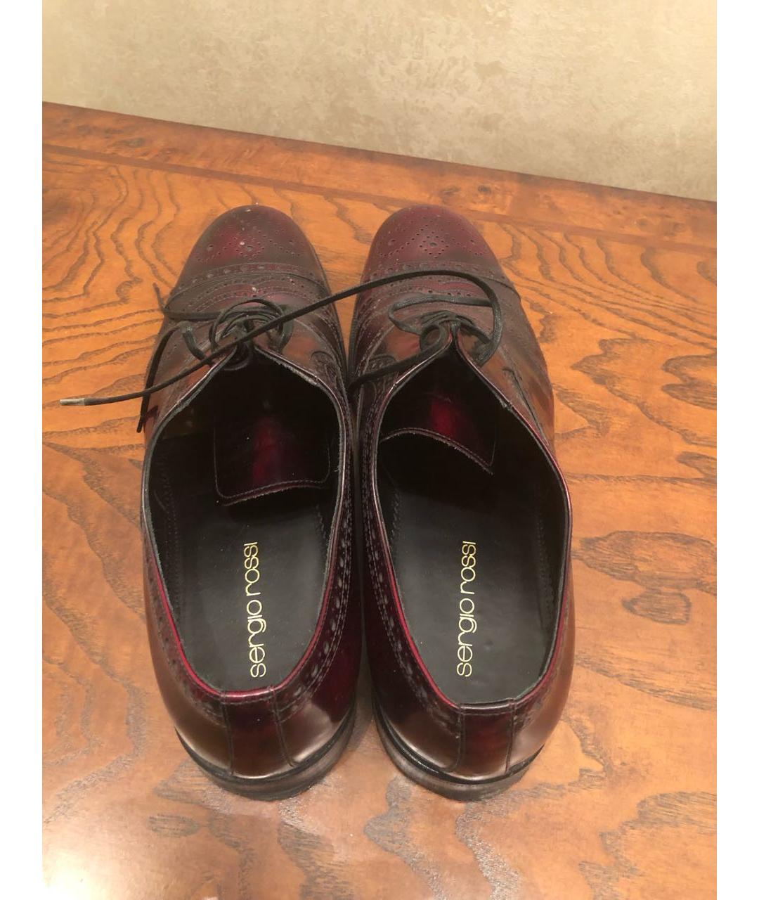 SERGIO ROSSI Бордовые кожаные туфли, фото 3