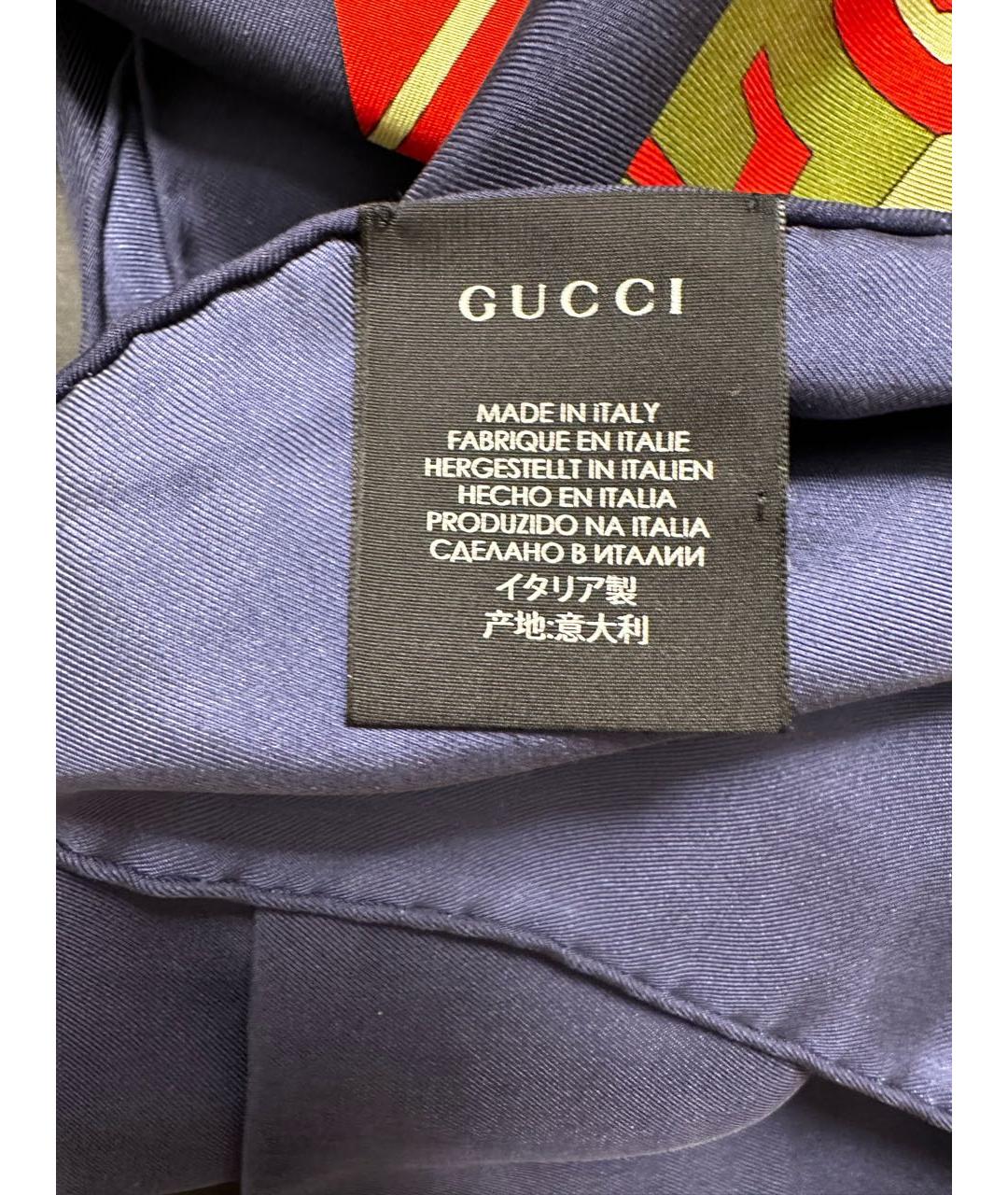 GUCCI Темно-синий шелковый платок, фото 6