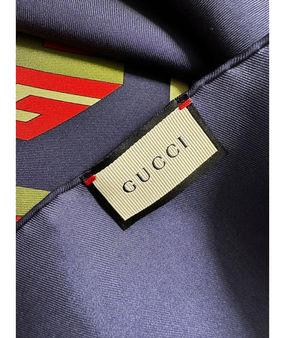 GUCCI Темно-синий шелковый платок, фото 5