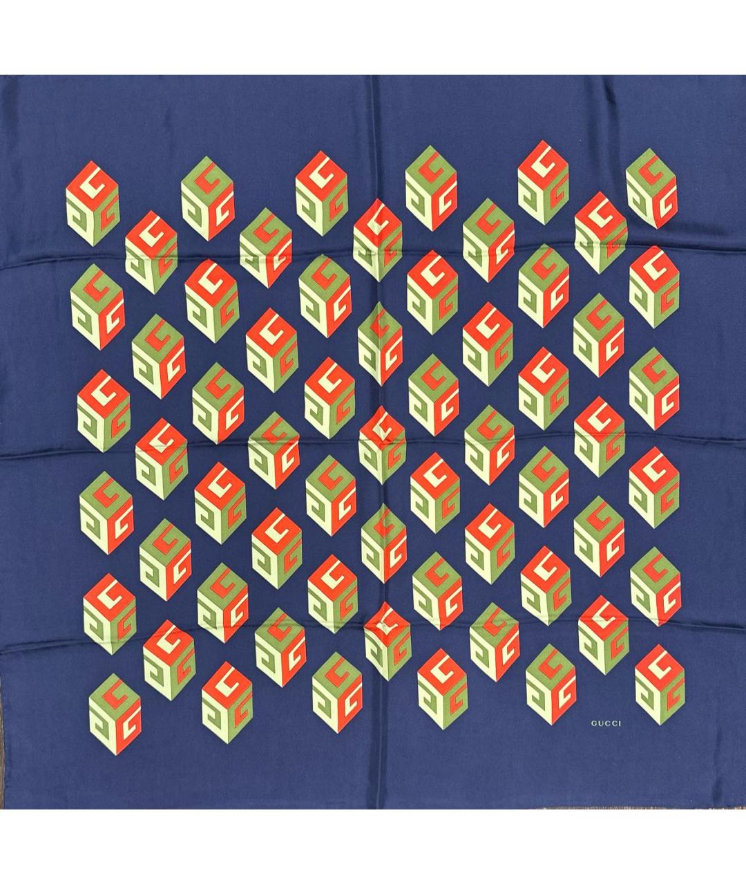 GUCCI Темно-синий шелковый платок, фото 9