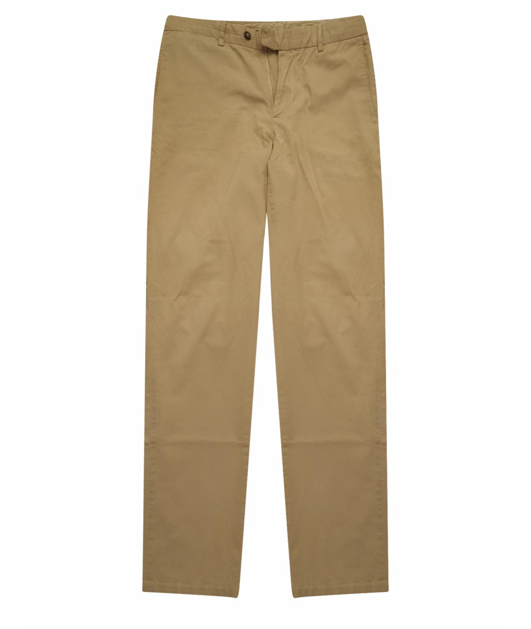 CORNELIANI Бежевые хлопко-эластановые повседневные брюки, фото 1
