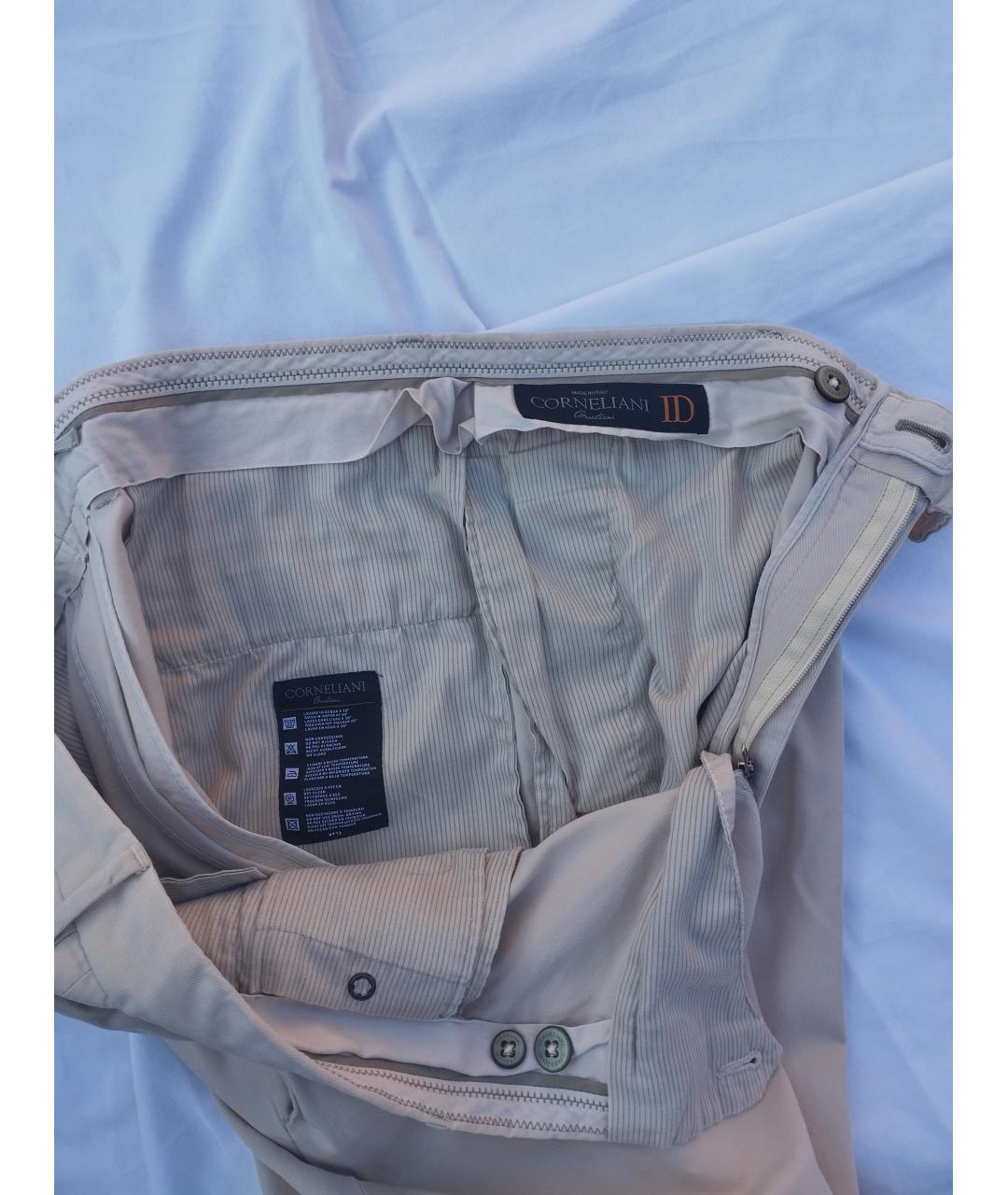 CORNELIANI Бежевые хлопко-эластановые повседневные брюки, фото 3