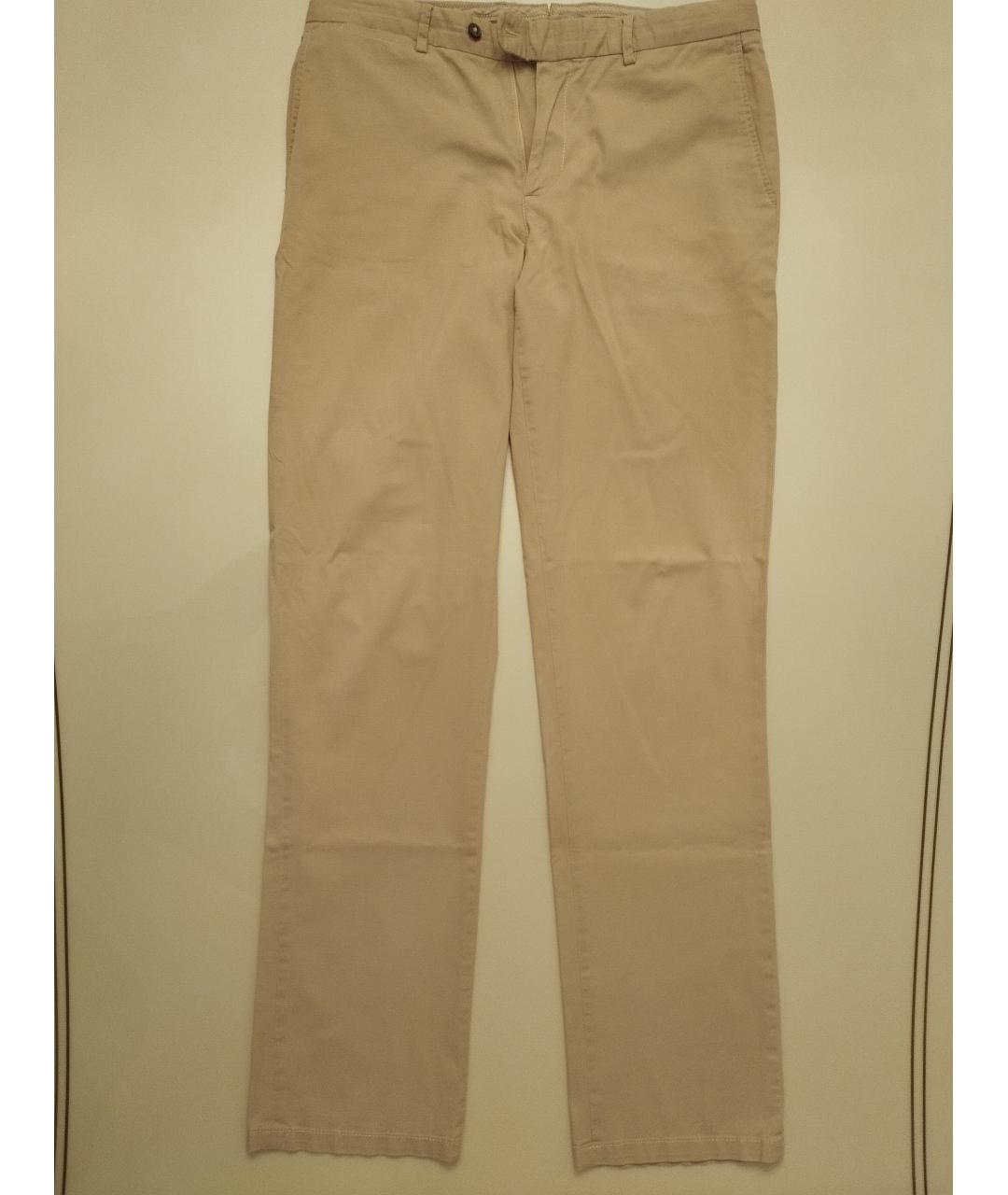 CORNELIANI Бежевые хлопко-эластановые повседневные брюки, фото 7