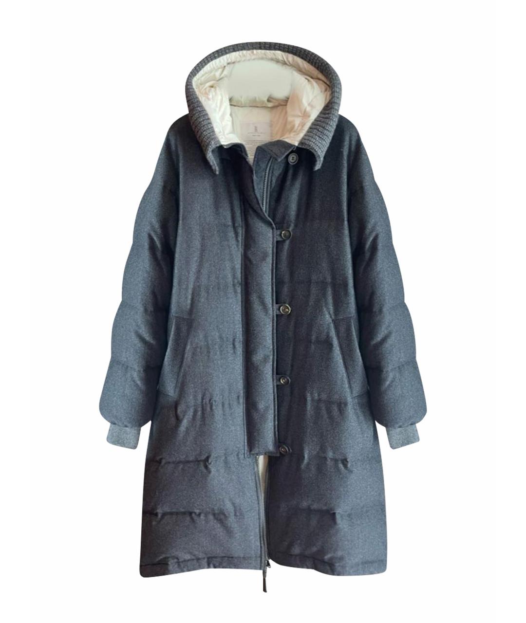 BRUNELLO CUCINELLI Серый шерстяной пуховик, фото 1