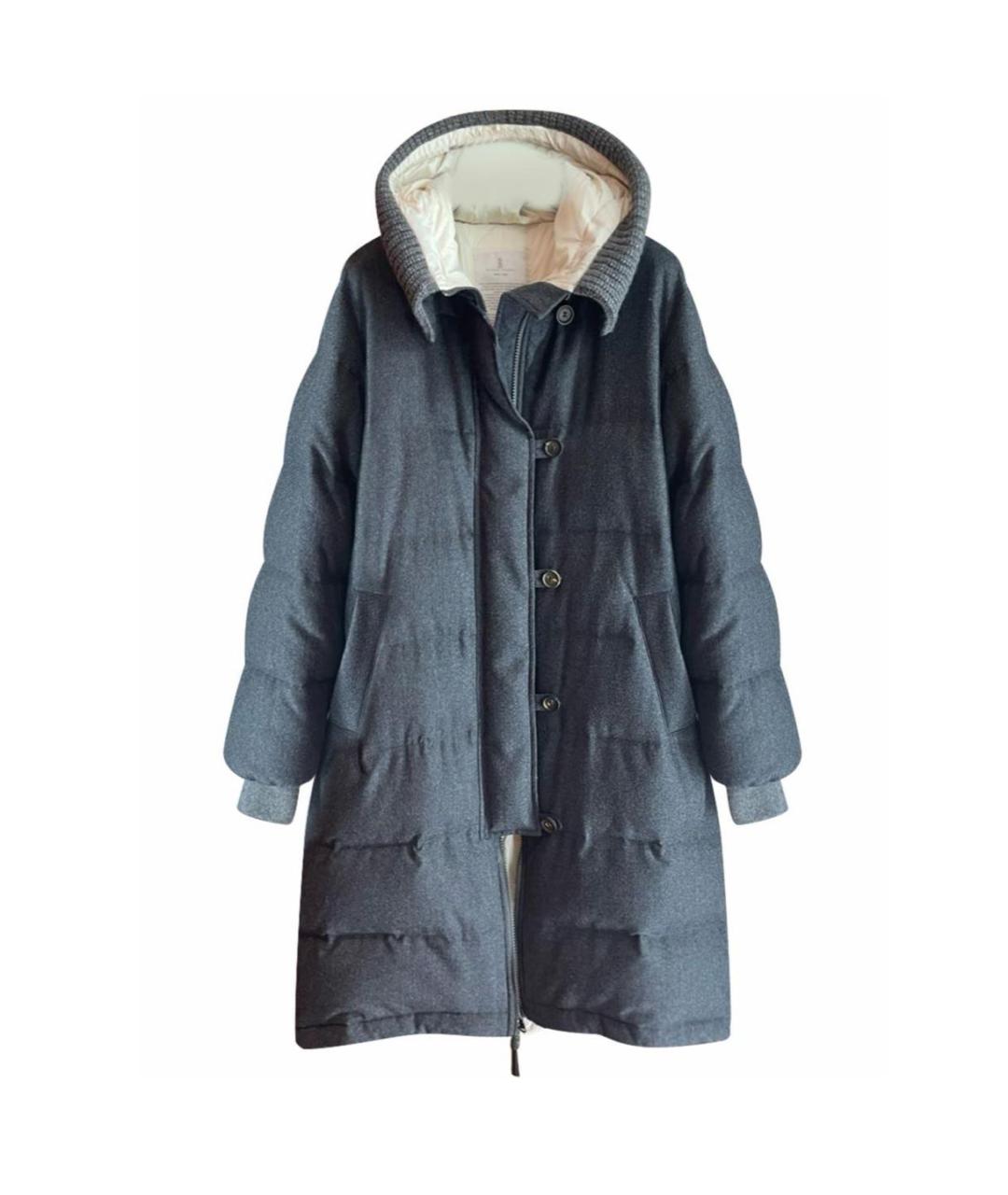 BRUNELLO CUCINELLI Серый шерстяной пуховик, фото 3