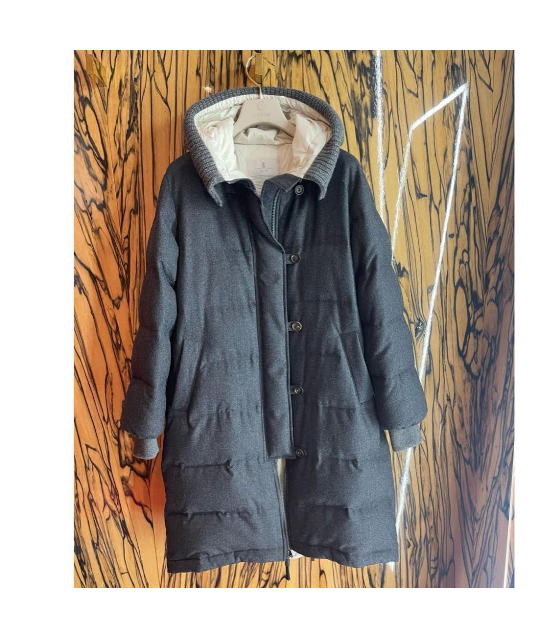 BRUNELLO CUCINELLI Серый шерстяной пуховик, фото 8