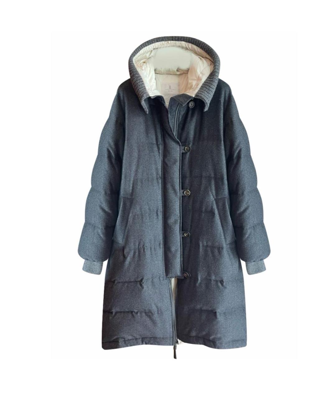 BRUNELLO CUCINELLI Серый шерстяной пуховик, фото 9