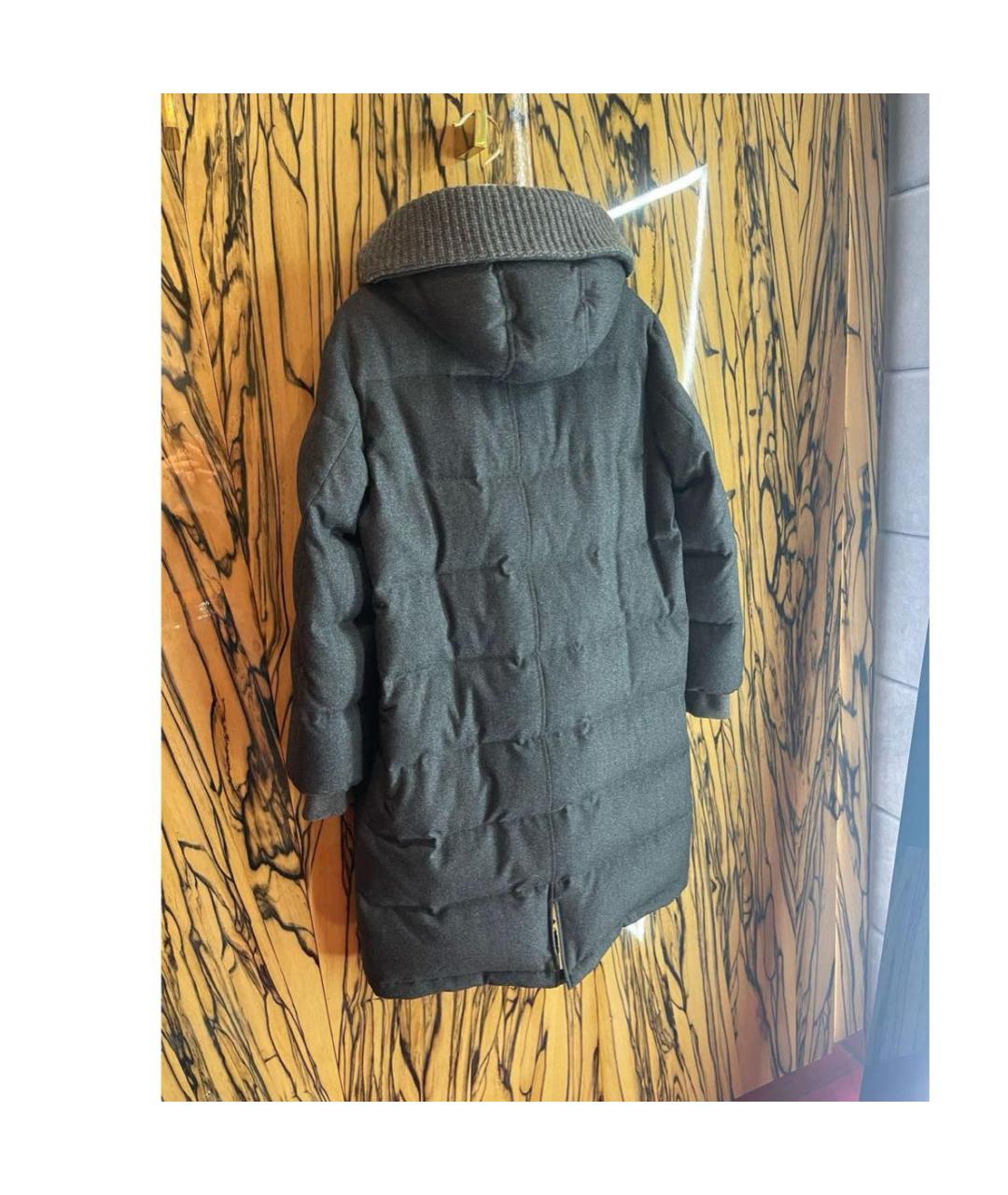BRUNELLO CUCINELLI Серый шерстяной пуховик, фото 5