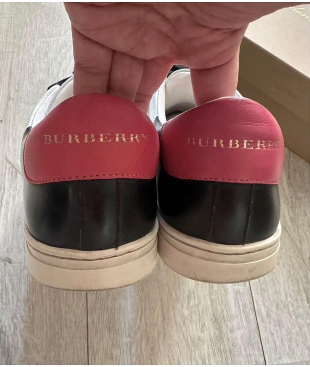 BURBERRY Черные кожаные низкие кроссовки / кеды, фото 4