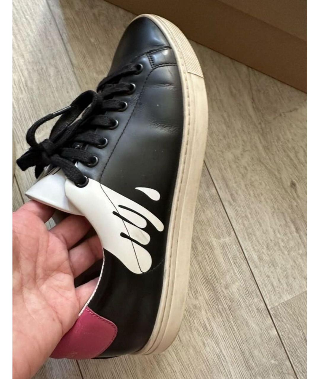 BURBERRY Черные кожаные низкие кроссовки / кеды, фото 5