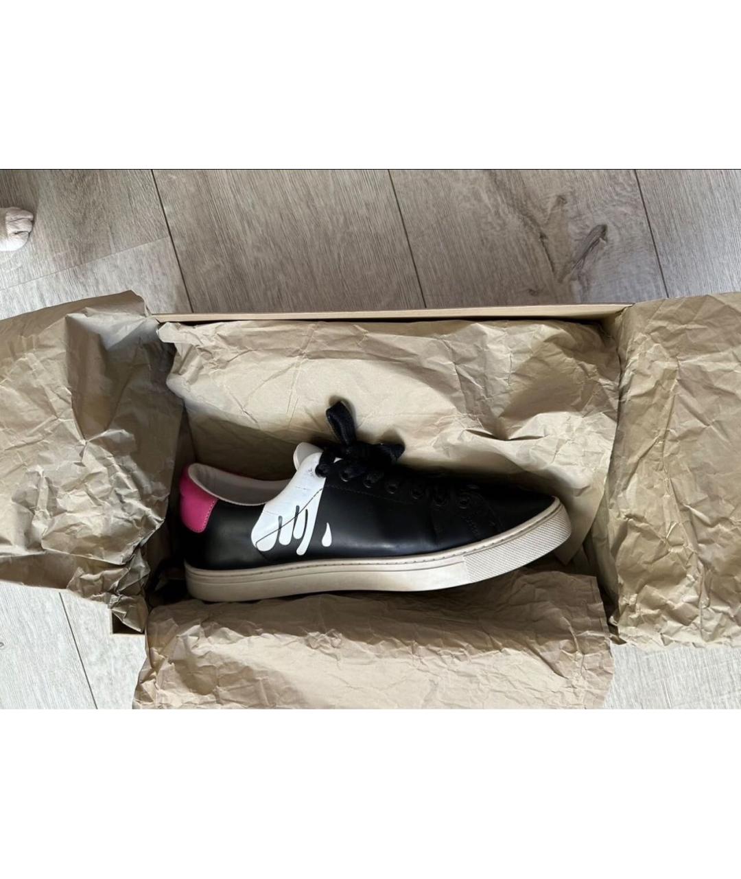 BURBERRY Черные кожаные низкие кроссовки / кеды, фото 3