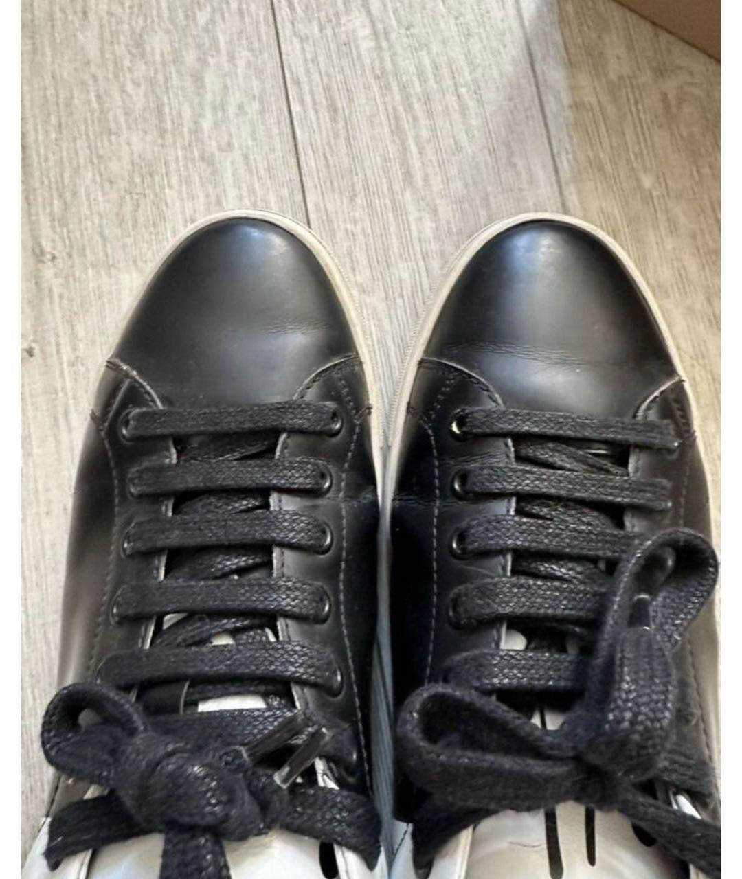 BURBERRY Черные кожаные низкие кроссовки / кеды, фото 2
