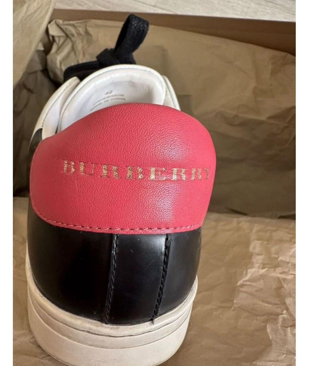 BURBERRY Черные кожаные низкие кроссовки / кеды, фото 6