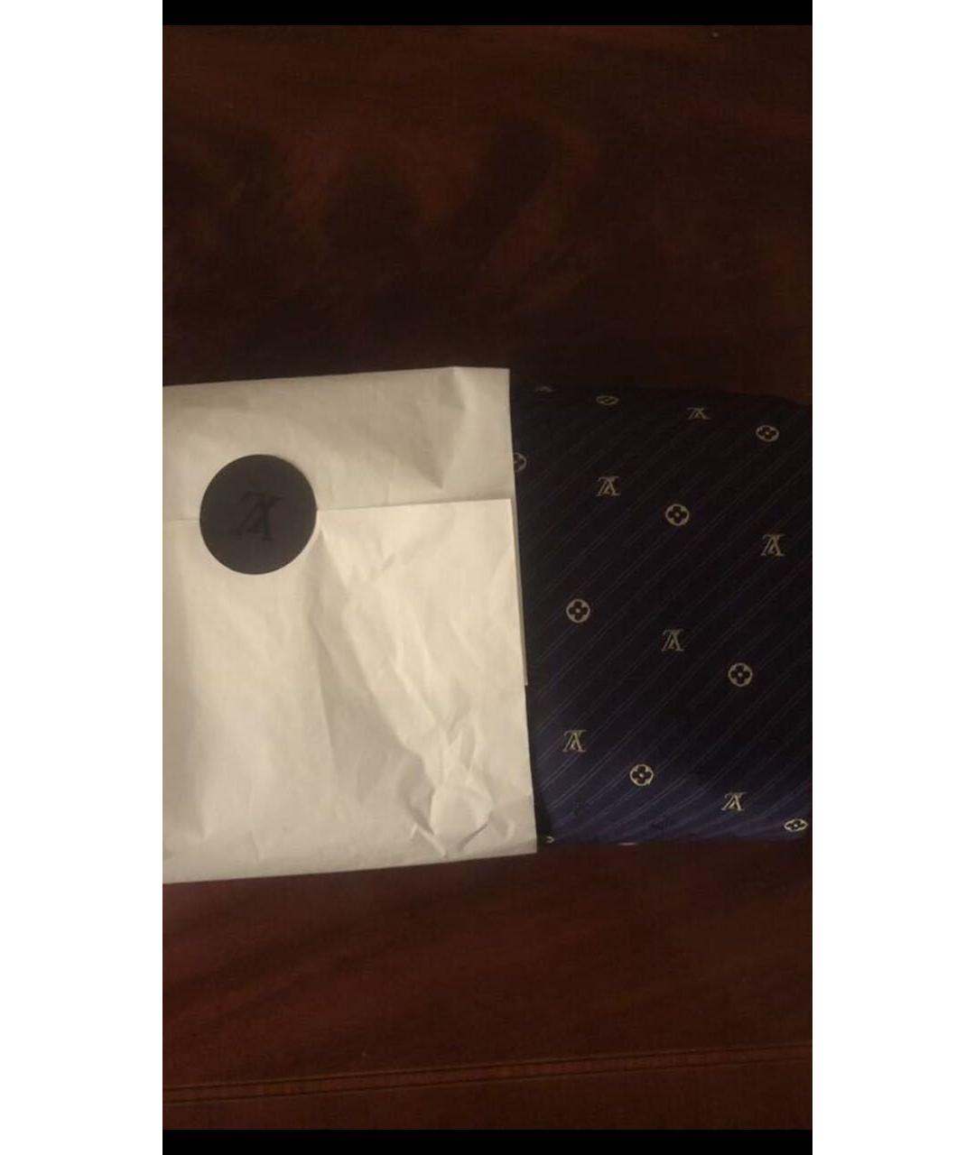 LOUIS VUITTON Темно-синий тканевый галстук, фото 2