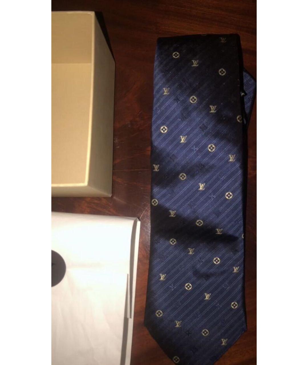LOUIS VUITTON Темно-синий тканевый галстук, фото 4