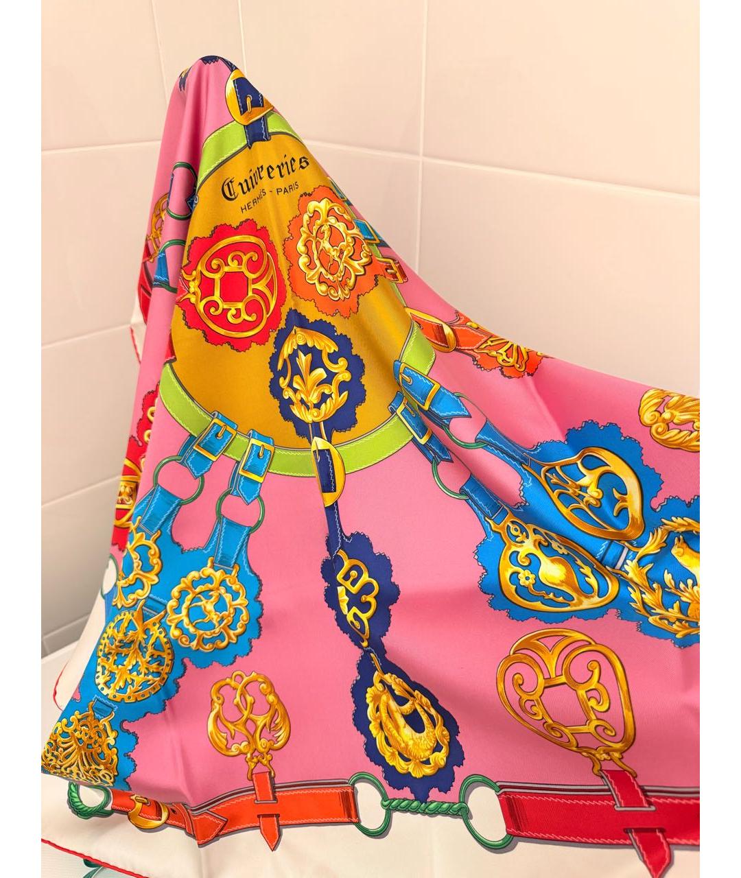 HERMES Мульти шелковый платок, фото 4