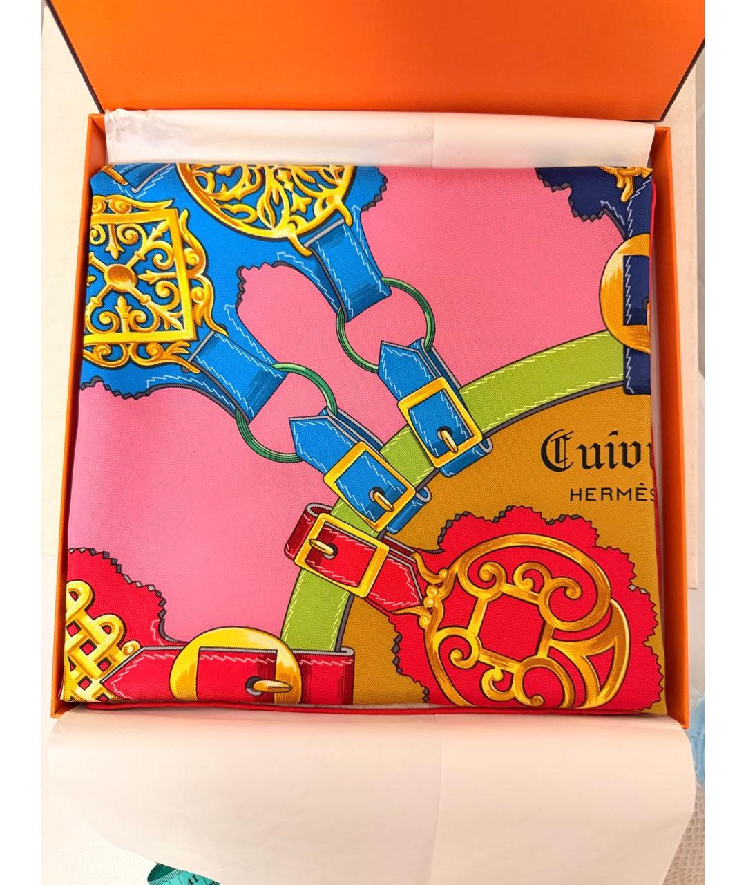 HERMES Мульти шелковый платок, фото 5