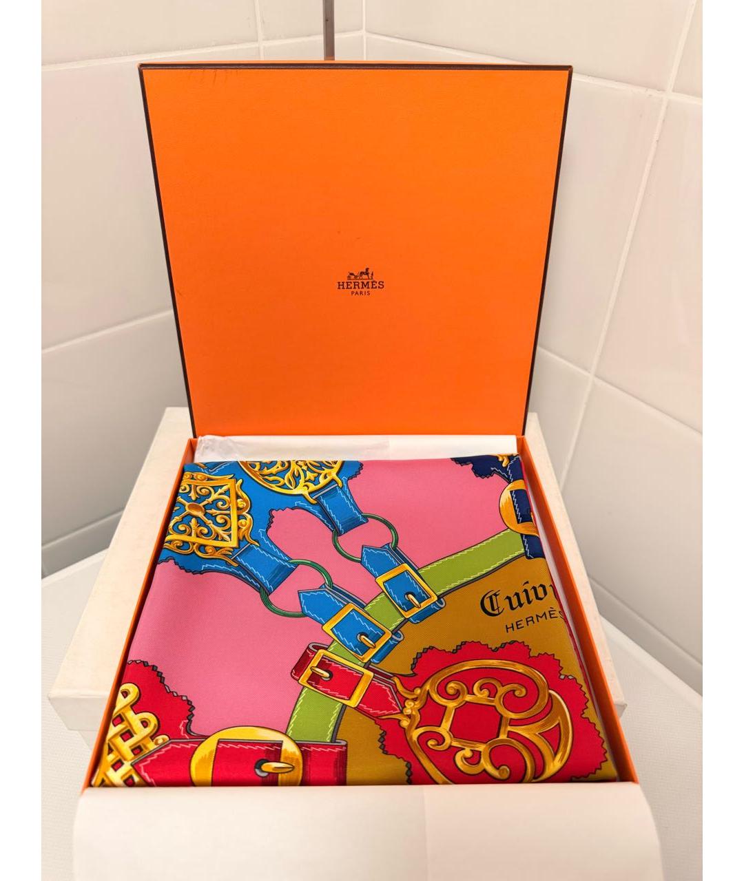 HERMES Мульти шелковый платок, фото 2