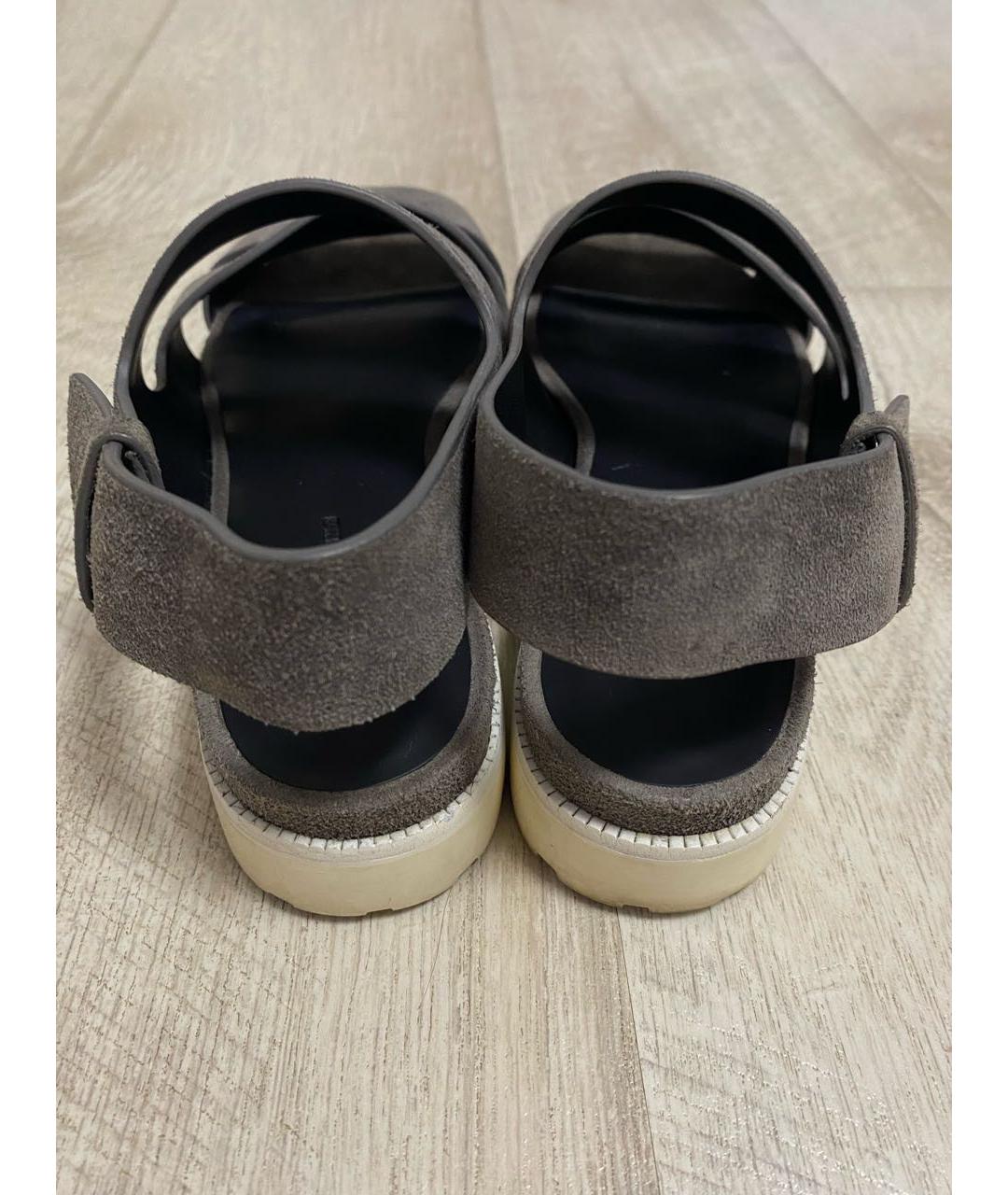 ALEXANDER WANG Антрацитовые кожаные босоножки, фото 4