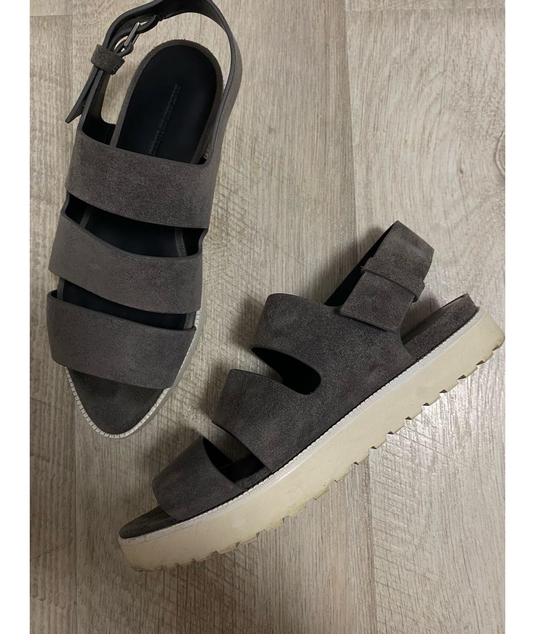 ALEXANDER WANG Антрацитовые кожаные босоножки, фото 8