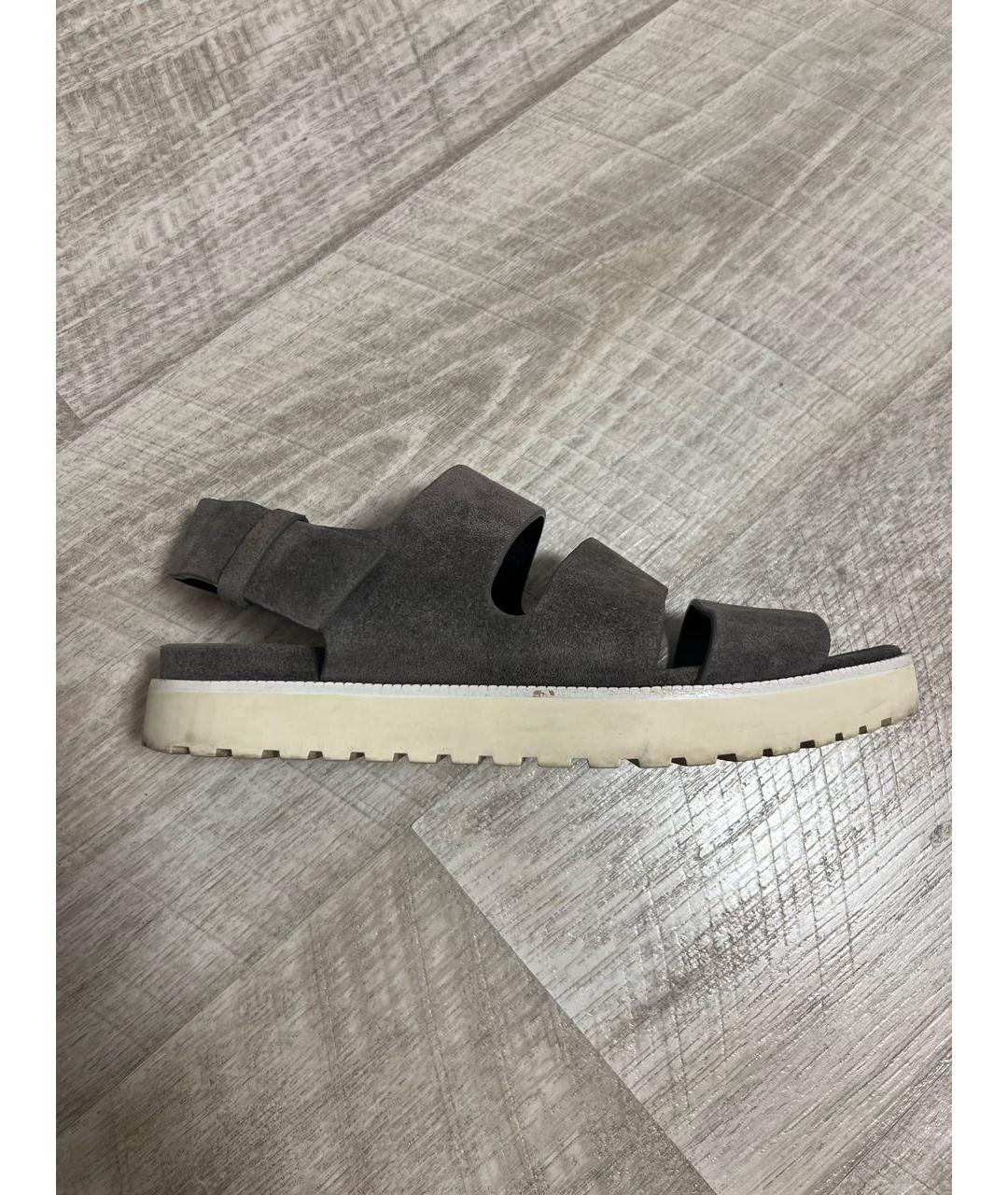 ALEXANDER WANG Антрацитовые кожаные босоножки, фото 5