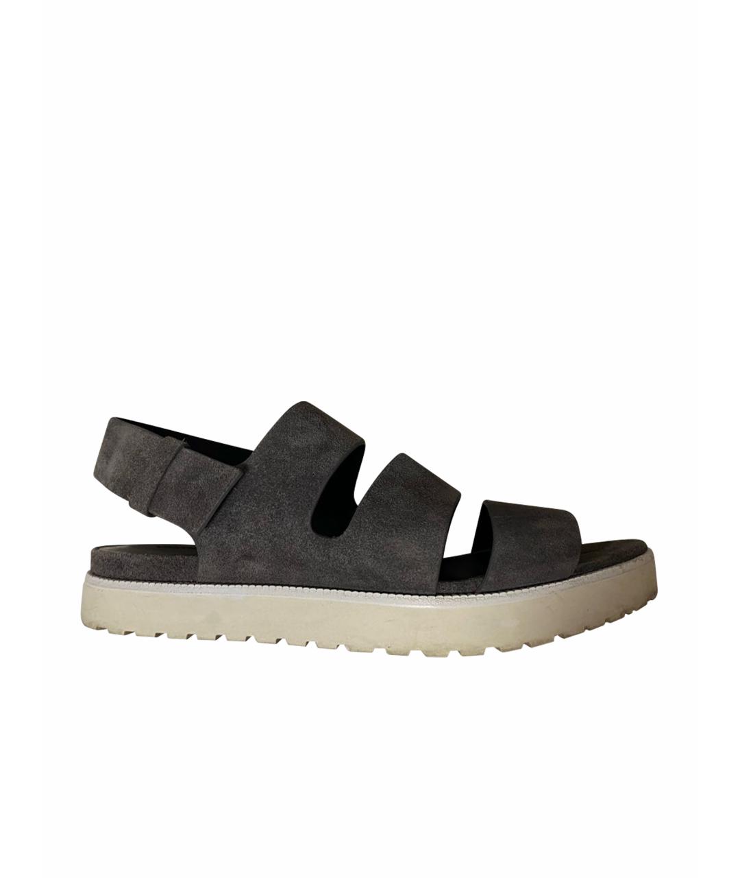 ALEXANDER WANG Антрацитовые кожаные босоножки, фото 1