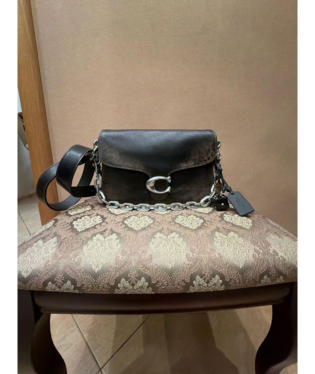 COACH Коричневая кожаная сумка через плечо, фото 9